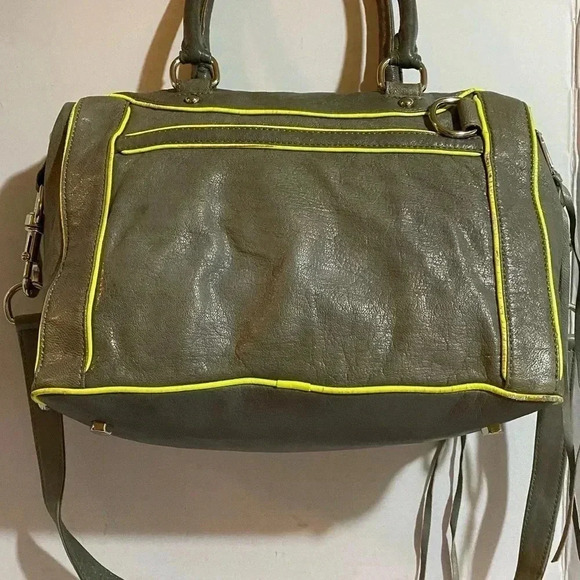 Rebecca Minkoff grey green leather satchel handbag - Picture 5 of 14